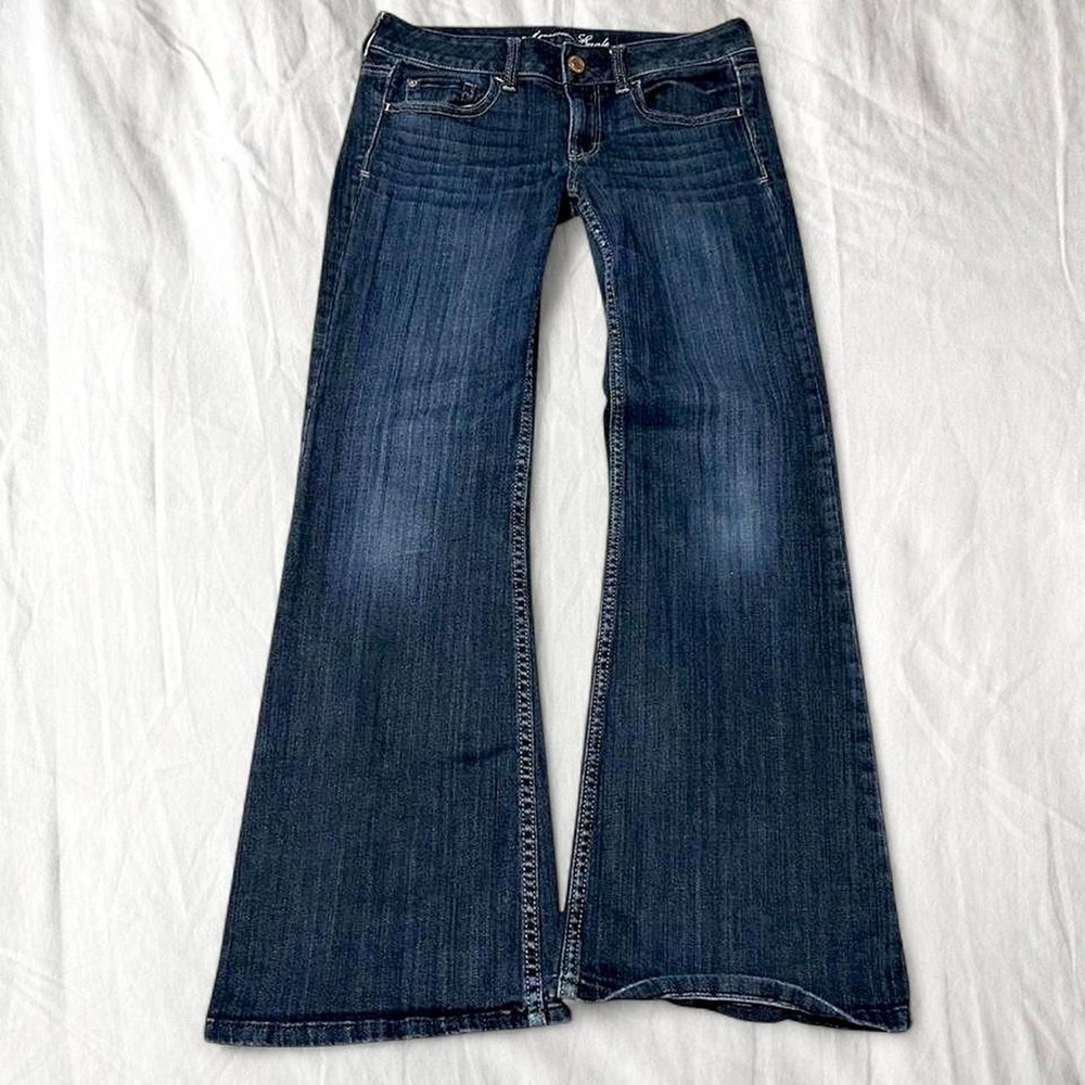 Y2K American Eagle dark wash low rise Hipster flare jeans Size 6